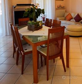 Tavolo vetro legno Calligaris + 6 sedie comprese