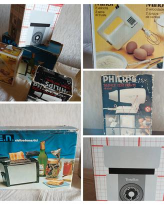 4  ELETTRODOMESTICI VINTAGE CON SCATOLA ORIG.