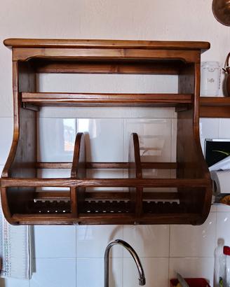 Piattaia scolapiatti pensile in legno di abete