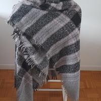 Stola/Sciarpa quadrata col. Rosa grigio nero 