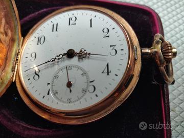 Orologio antico in oro rosso da taschino, anni 20
