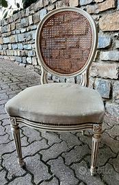 Sedia antica con schienale in canna francese