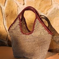 Borsa a rete uncinetto beige/rame