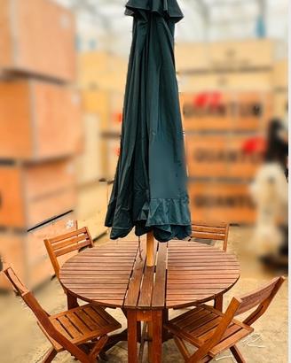 Set giardino in legno Balau (tipo teak) – tavolo +