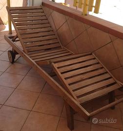 Sdraio in teak da esterno con ruote