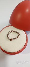 anello dodo mini granelli argento e oro rosa