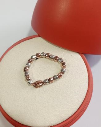 anello dodo mini granelli argento e oro rosa