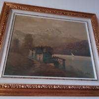 Quadro paesaggio montagna con passepartout