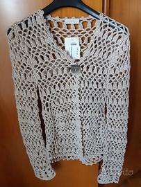 Cardigan estivo maniche lunghe filato grosso