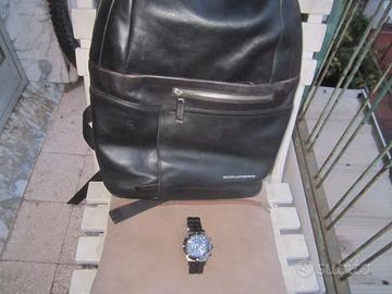 ZAINO PIQUADRO IN PELLE -PORTA PC + OROLOGIO GUESS