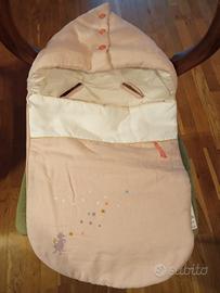 Sacco-ovetto in lino rosa  0-6 mesi