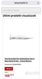Telo ombrellone 4x3 bianco decentrato 6 stecche