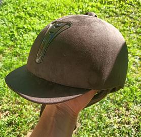 Casco equitazione in velluto marrone