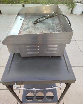 Piastra elettrica per Barbecue e carrello metallo.