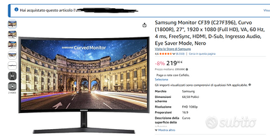 Monitor Samsung 27 pollici curvo