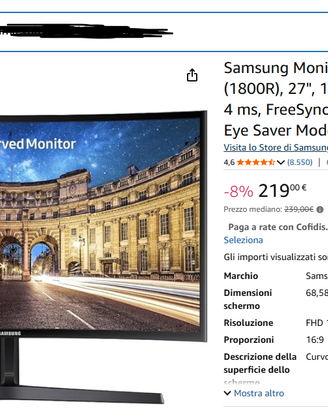 Monitor Samsung 27 pollici curvo