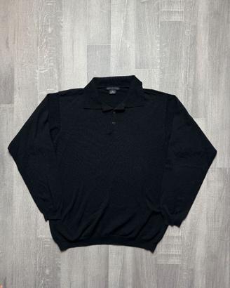 Polo Geoffrey Beene Nera Manica Lunga Taglia M