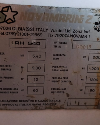 Gommone Novamarine 2 MT.+Mercury 40 pro Big Tiller