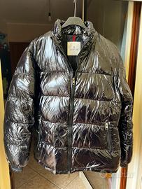Giubbotto Moncler in pelle nero lucido
