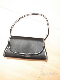 Motivi, pochette nera di raso e strass 