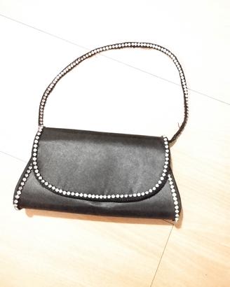 Motivi, pochette nera di raso e strass 