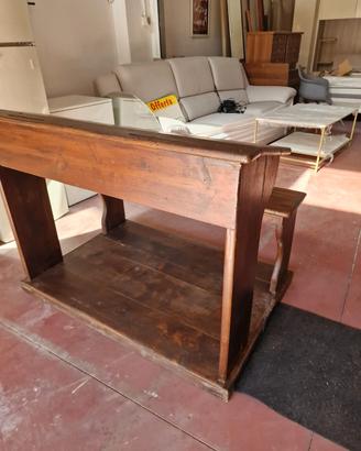 Vecchio ed antico banco da scuola due posti di epo