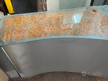 Bancone + mosaico ceramica + laminato acciaio