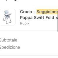 Seggiolone pappa pieghevole