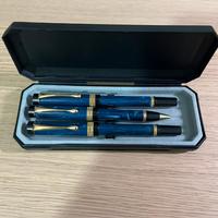 Set 3 penne blu marmorizzate