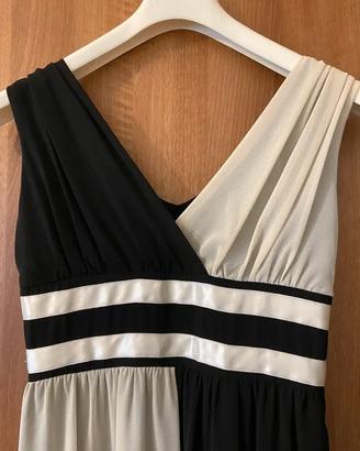 Vestito lungo nero e beige, marca Rinascimento