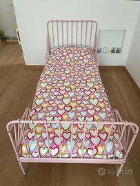 Letto allungabile rosa con materasso