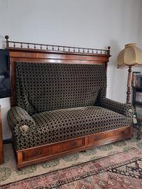 Divano antico XIX secolo vintage legno e velluto