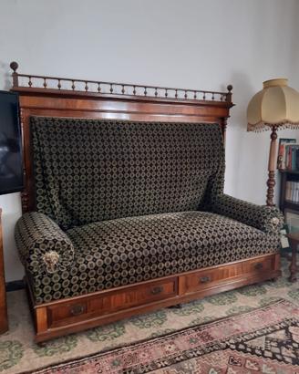 Divano antico XIX secolo vintage legno e velluto