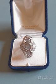 Anello bigiotteria stile Art Déco argento zirconi