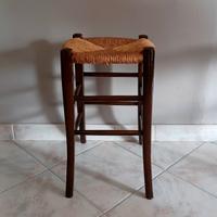 Sgabello legno e paglia anni 50