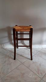 Sgabello legno e paglia anni 50