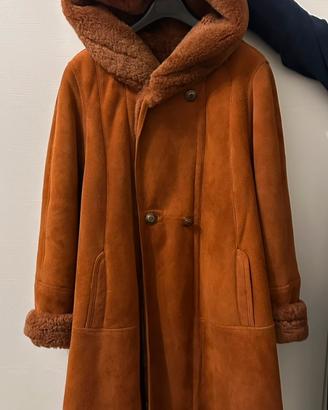 Cappotto montone Shearling scamosciato  ruggine