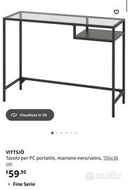 Consolle IKEA nera con vetro  VITTSJÖ