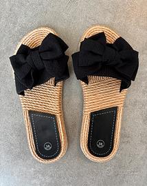 Sandali bassi neri con fiocco – numero 38