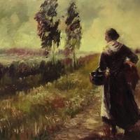 Antico dipinto olio su tela firmato