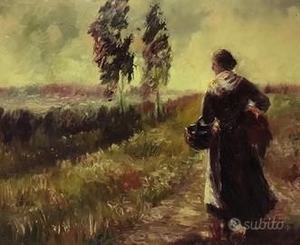Antico dipinto olio su tela firmato