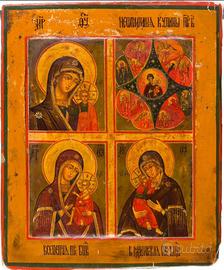 Antica icona russa quadripartita
