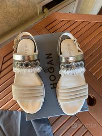 Sandalo HOGAN modello G67  pelle  ARGENTO NEBBIA