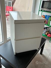 Comodino MALM IKEA bianco, 2 cassetti