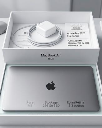 MACBOOK AIR M1  256 GB - PARI AL NUOVO (02/2025)+F