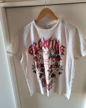 t short Bershka mis. xs stampa rose