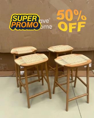 Sgabello Enit kave home in corda di carta beige e