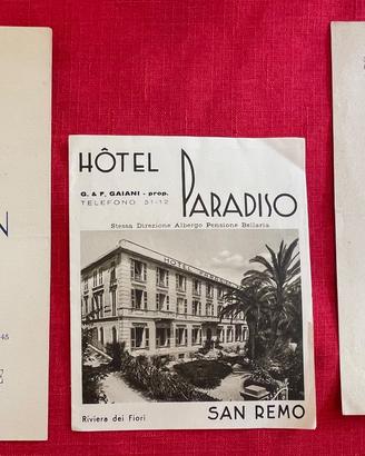 Brochure e menu vtg di hotel C.Azzurra e Riviera