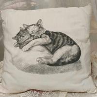 Cuscino arredo con stampa di gatti, nuovo, vintage