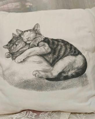 Cuscino arredo con stampa di gatti, nuovo, vintage